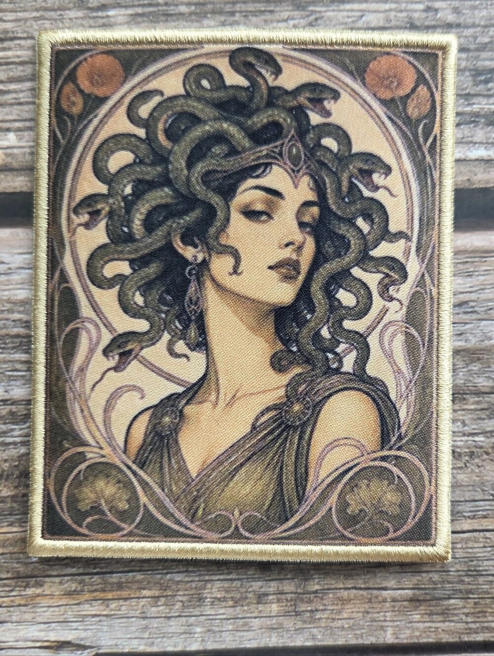 Medusa Greek Mythology Art Nouveau Gorgon Snake Serpent Occult Iron on Patch
